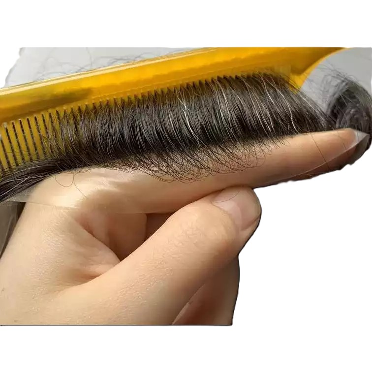 Prótese Capilar Masculina Micropele Castanho-Escuro C/ Grisalho (Cor 1B10)