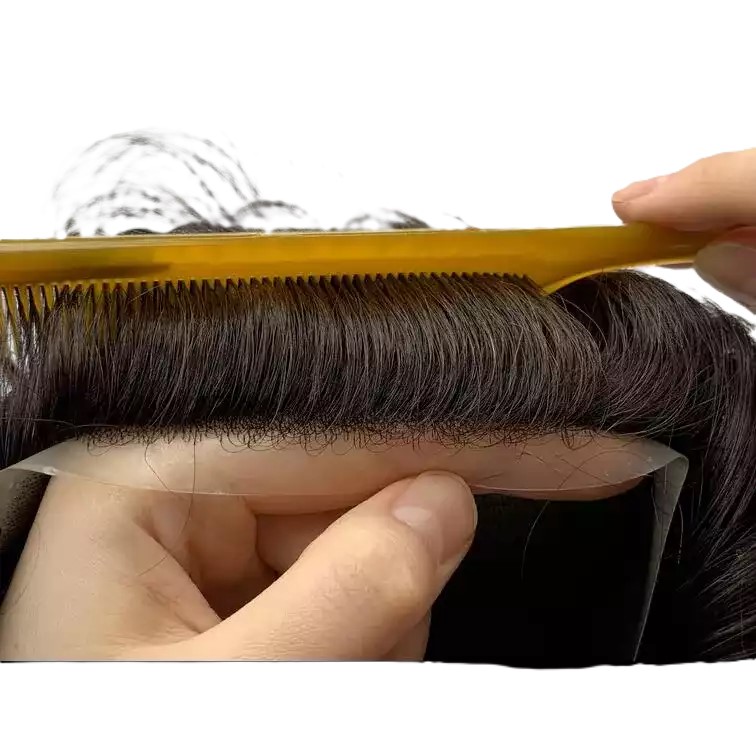 Prótese Capilar Masculina Micropele Castanho-Escuro C/ Grisalho (Cor 1B30)