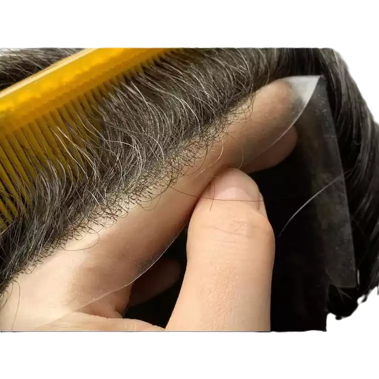 Prótese Capilar Masculina Micropele Castanho-Escuro C/ Grisalho (Cor 1B40)