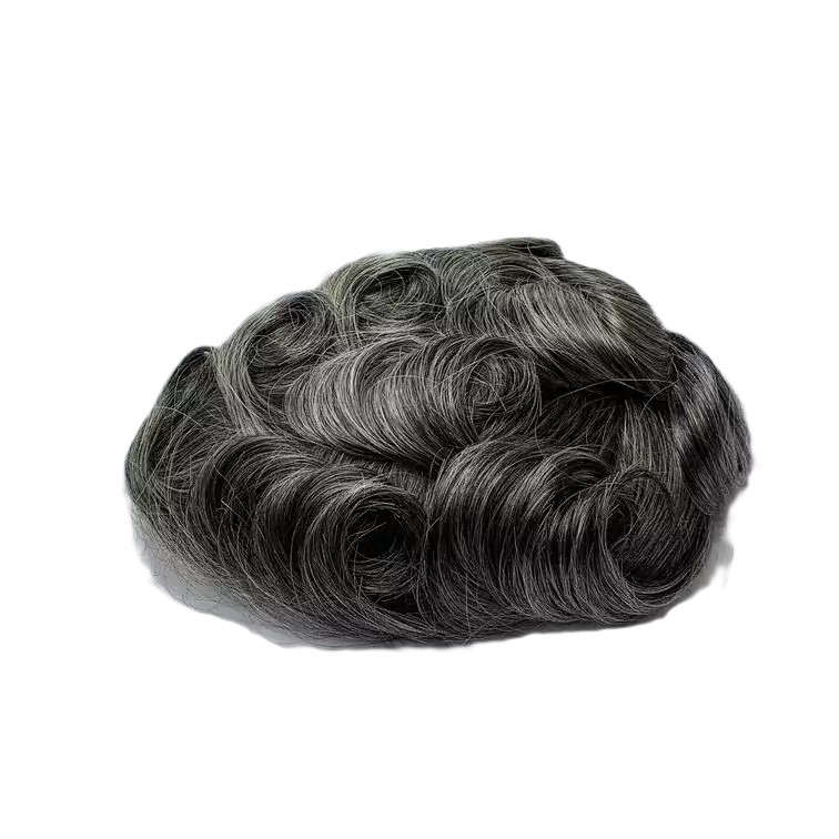 Prótese Capilar Masculina Micropele Castanho-Escuro C/ Grisalho (Cor 1B50)