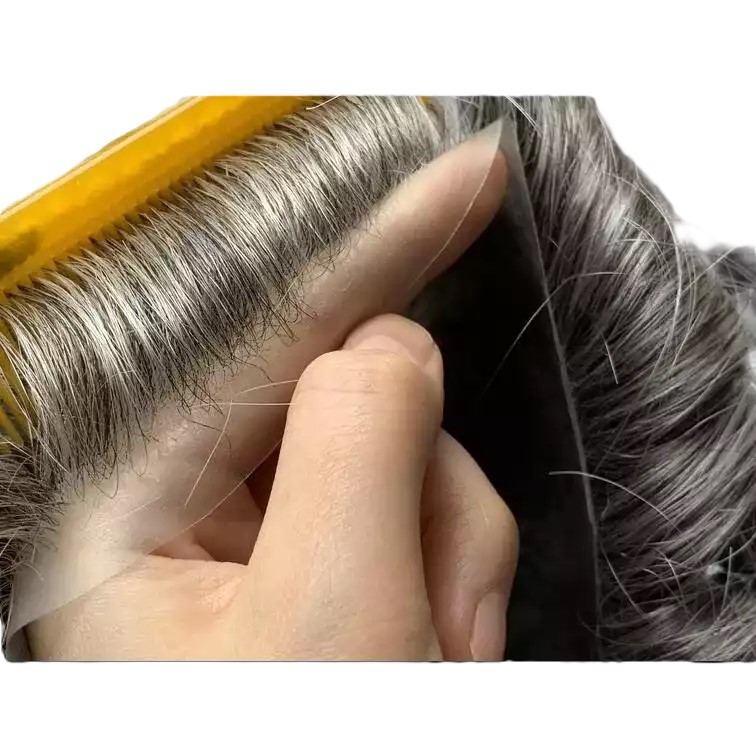 Prótese Capilar Masculina Micropele Castanho-Escuro C/ Grisalho (Cor 1B70)