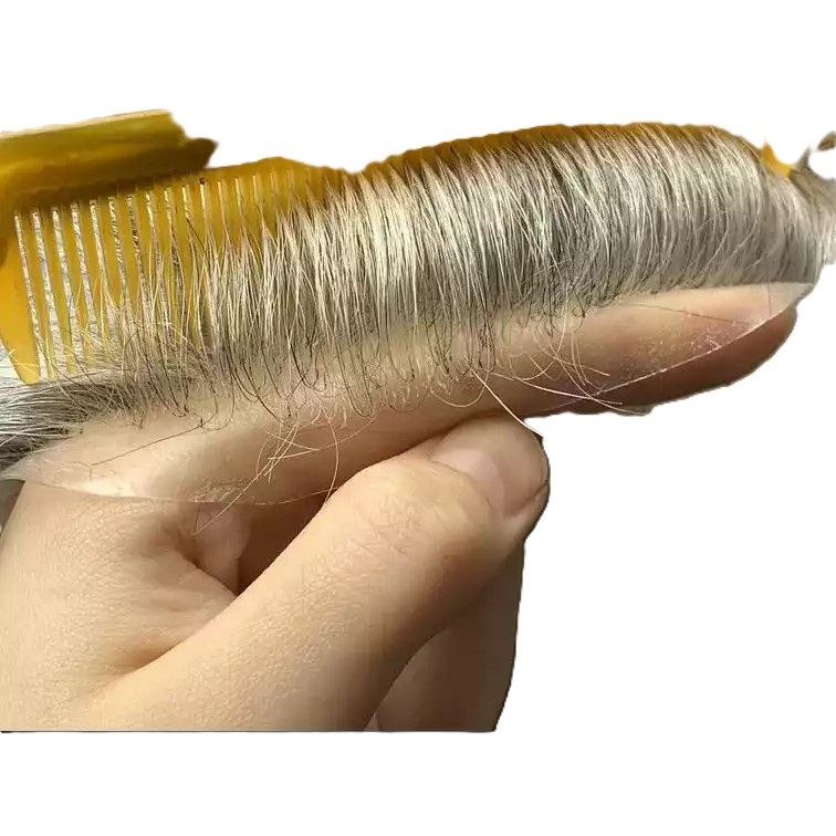 Prótese Capilar Masculina Micropele Castanho-Escuro C/ Grisalho (Cor 1B80)