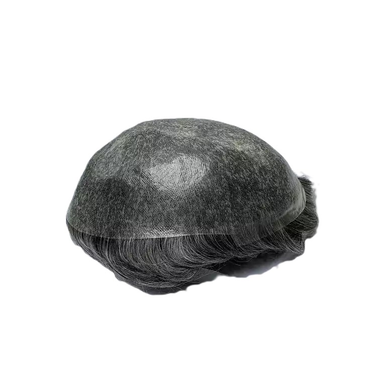 Prótese Capilar Masculina Micropele Castanho-Escuro C/ Grisalho (Cor 1B65)
